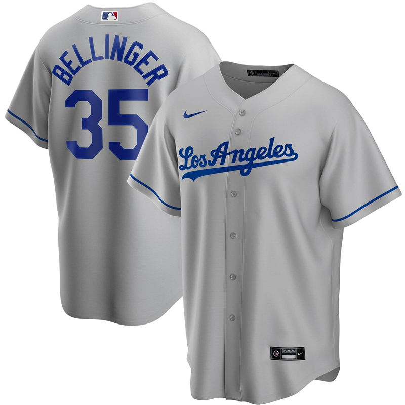 2020 MLB Men Los Angeles Dodgers Cody Bellinger Nike Gray Road 2020 Replica Player Jersey 1->los angeles dodgers->MLB Jersey